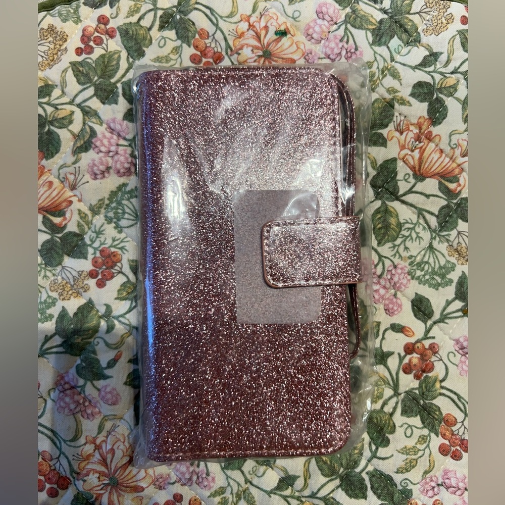iPhone 11 Pro Max rose gold glitter wallet case!